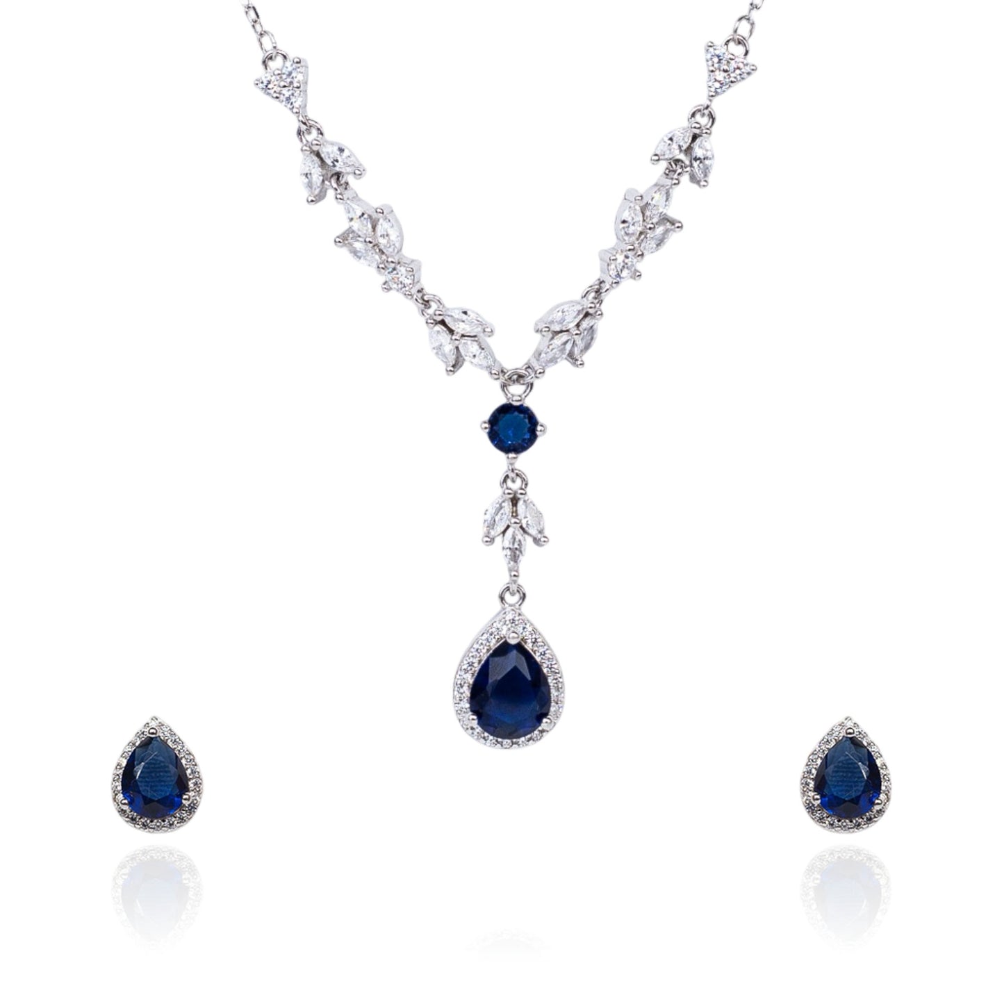 radiant blue gemstone set