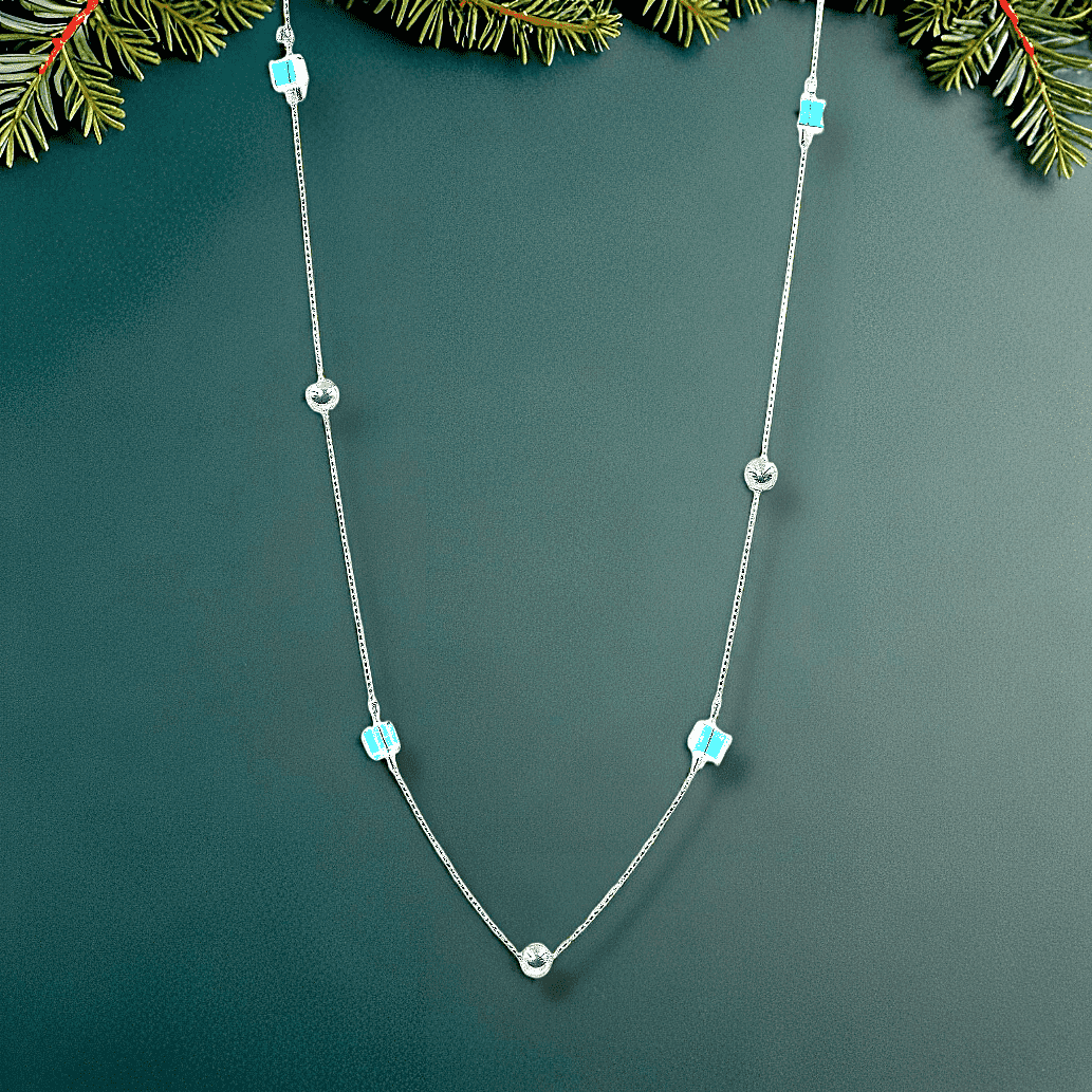 crystal diamond silver chain