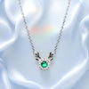 Silver Deer Green Solitaire Diamond Necklace