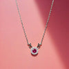 Silver Deer Red Solitaire Diamond Necklace