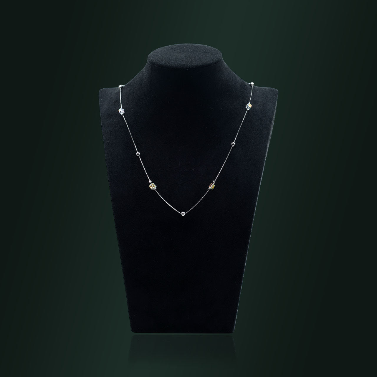 crystal diamond silver chain