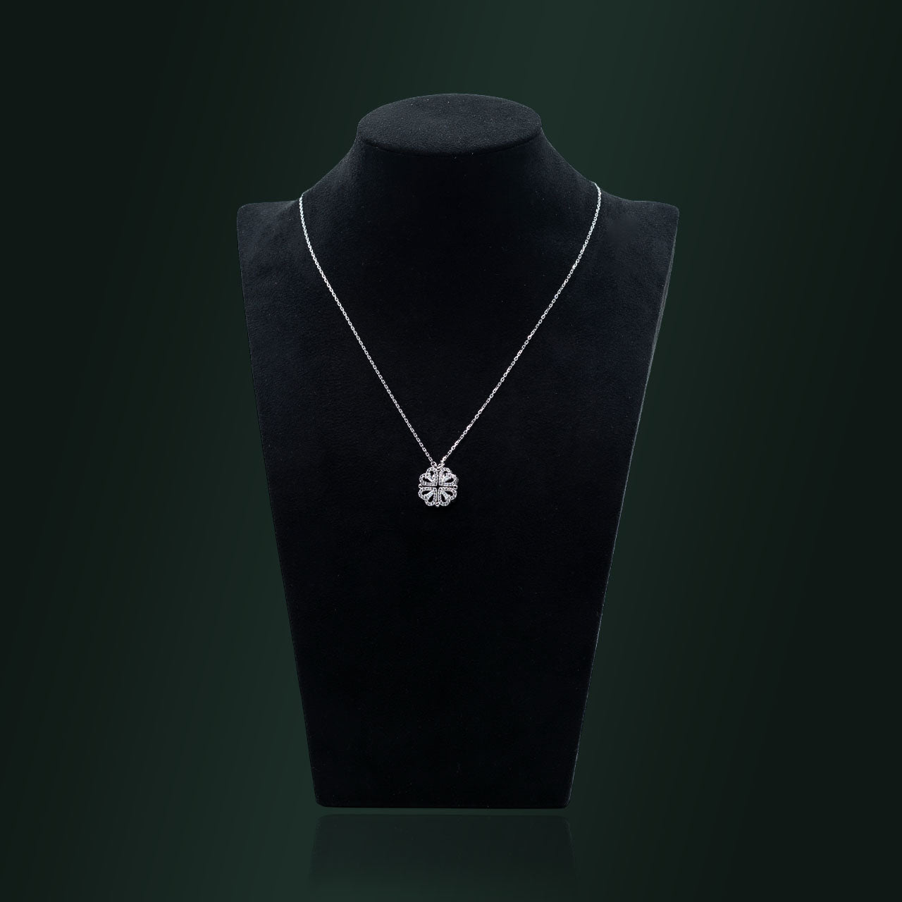 silver clover heart convertible necklace