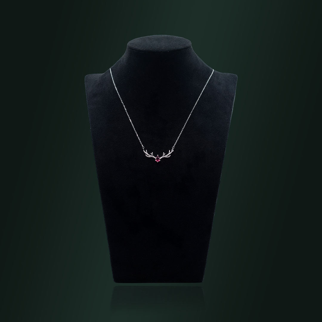 Sterling Dear In Red Necklace