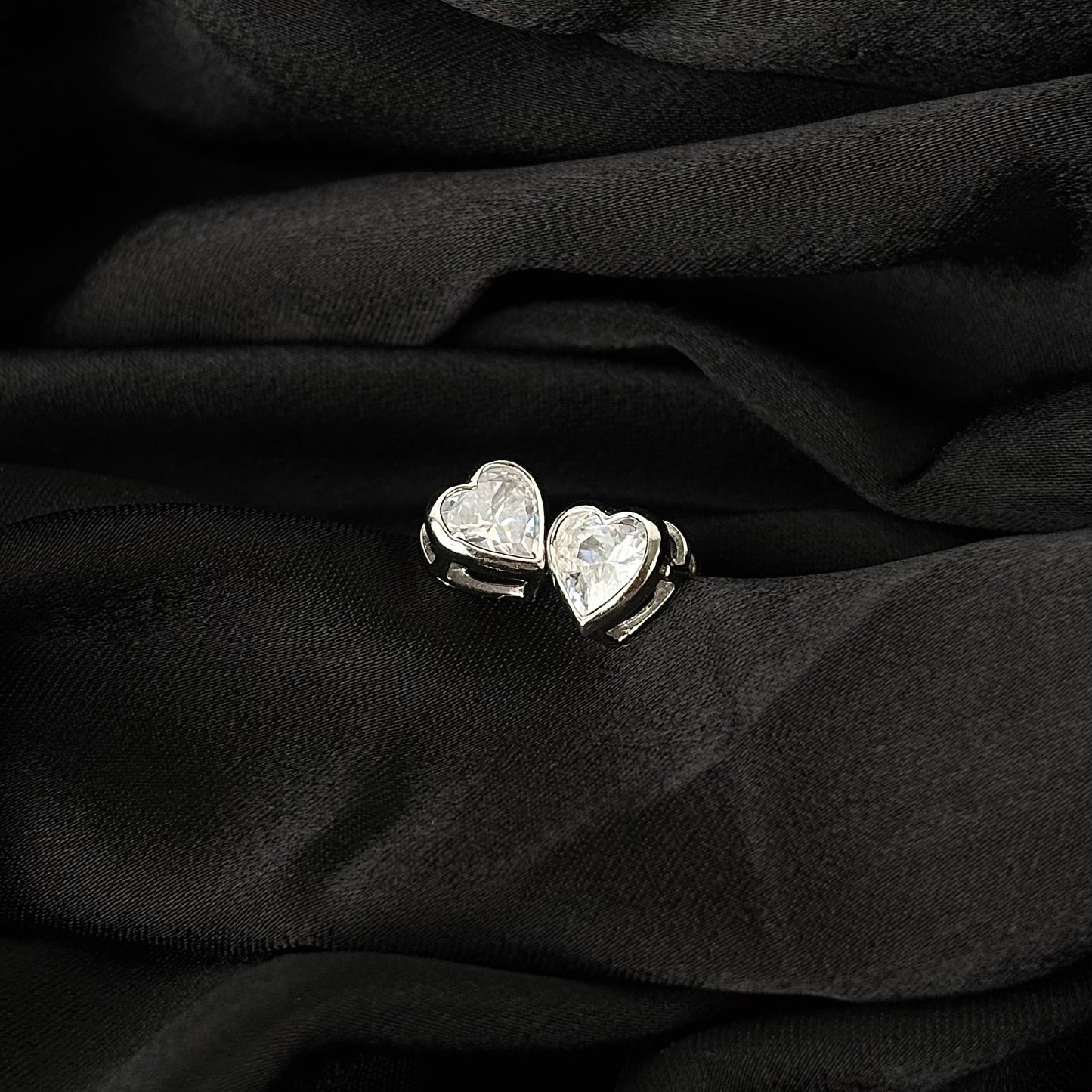 lustrous heart studs