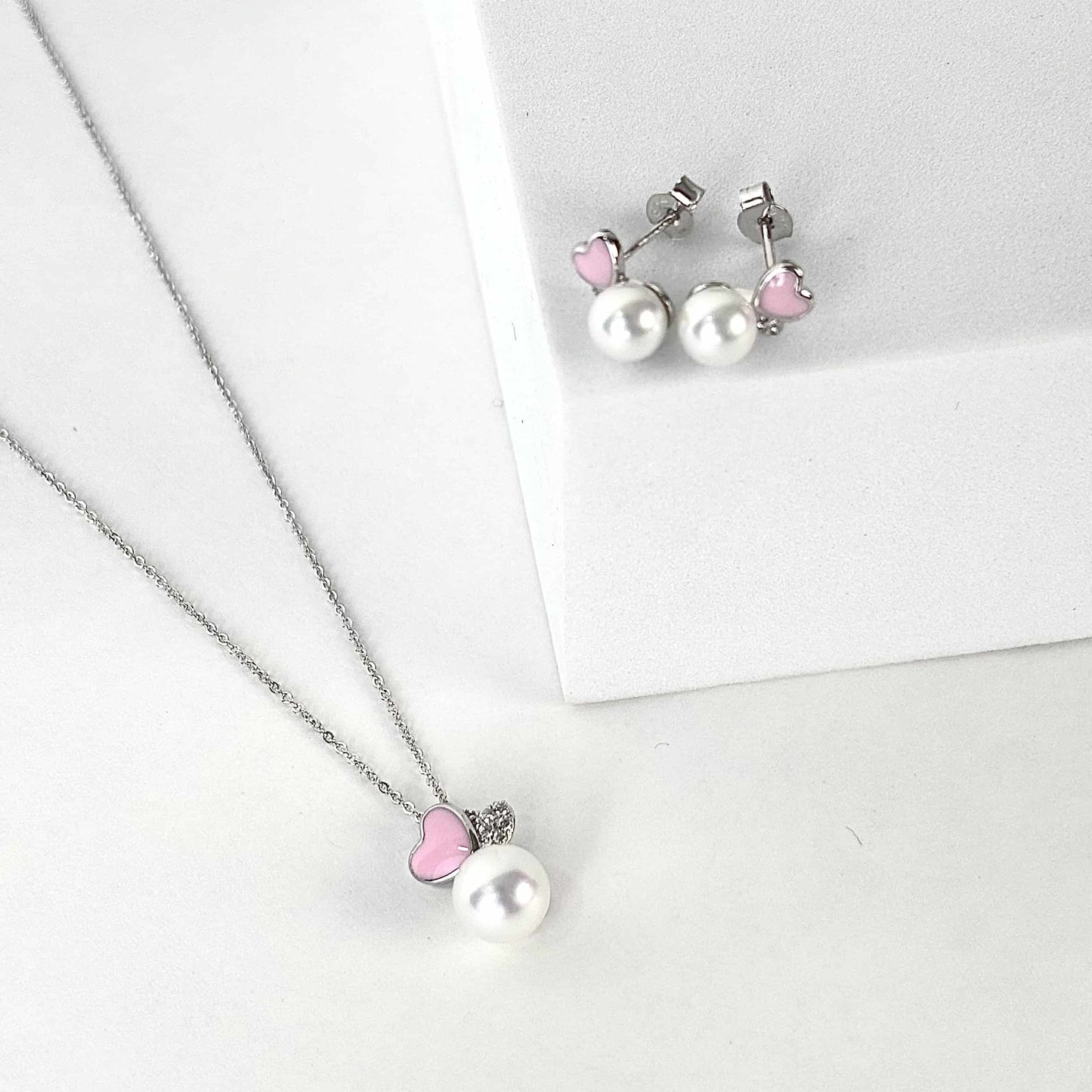 Pink Love Pearl Jewelry Set