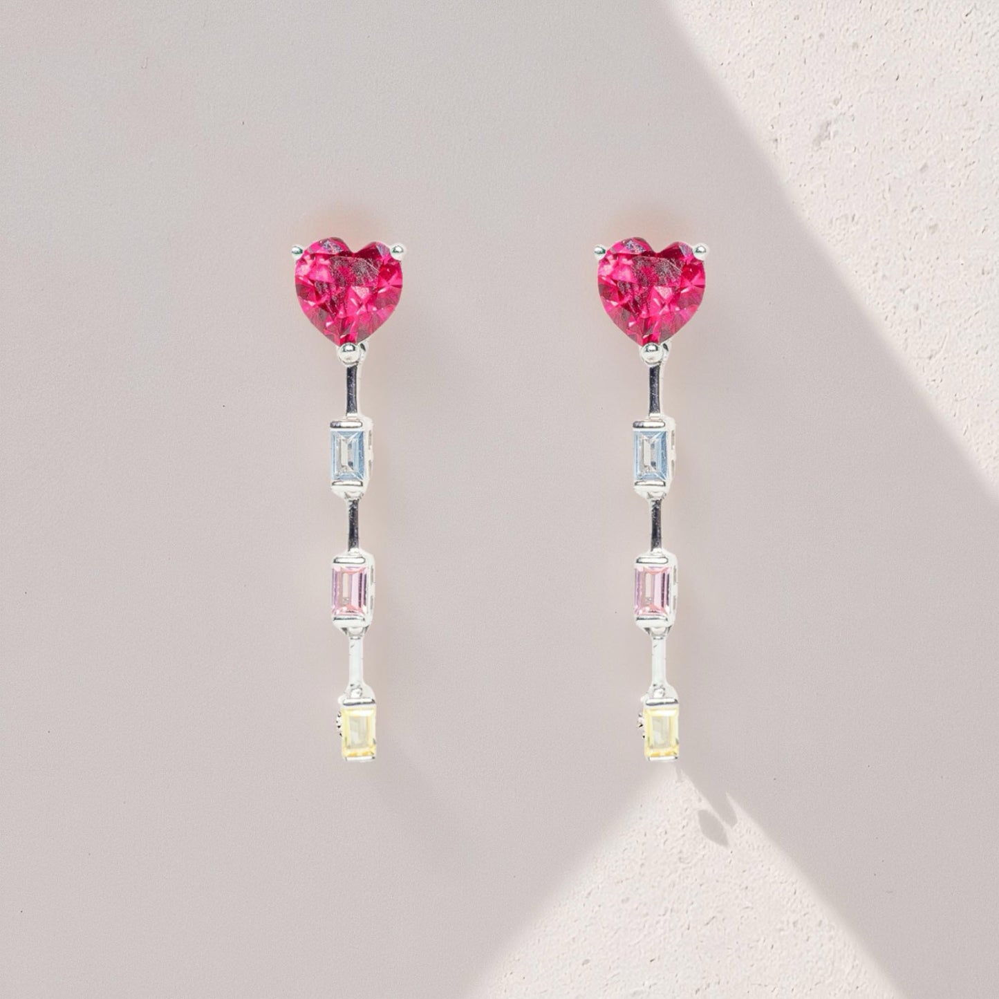 shimmering heart red diamond set