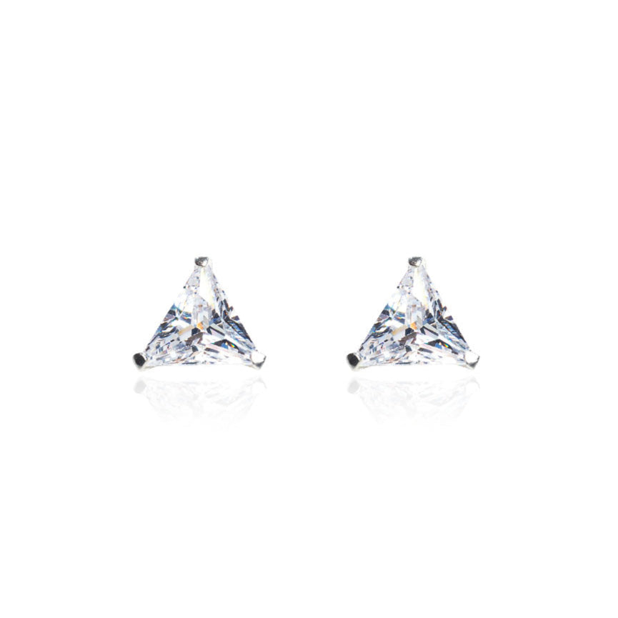 triangle diamond studded silver stud
