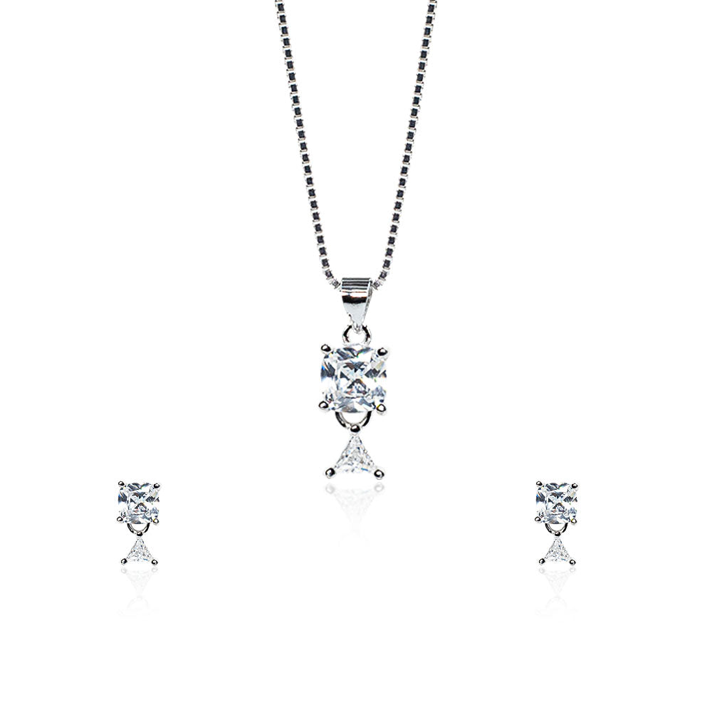 square and triangle diamond necklace set