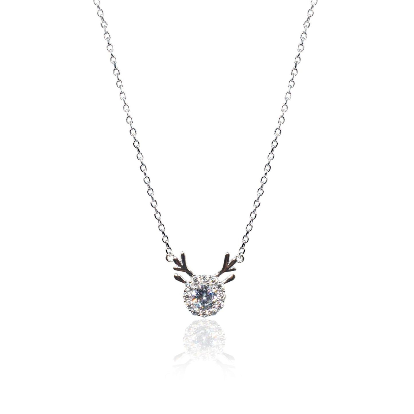 Silver Deer Solitaire Diamond Necklace - SILTREE
"solitarie diamond necklace"