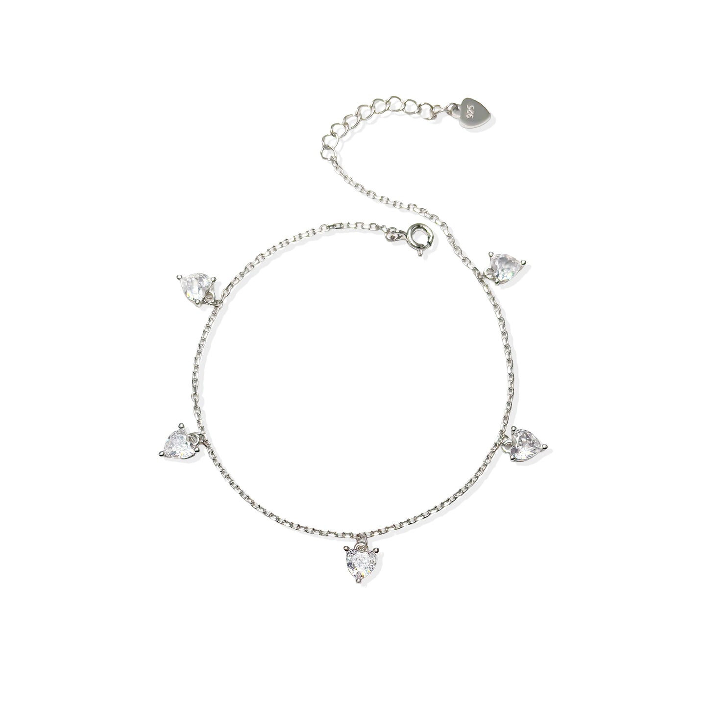 radiant bliss heart bracelet - siltree
"heart shape diamond silver bracelet"