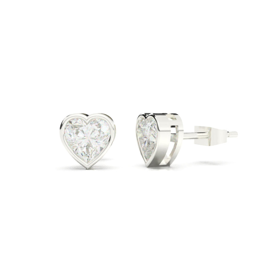lustrous heart studs - siltree
"heart shape diamond silver stud earring"