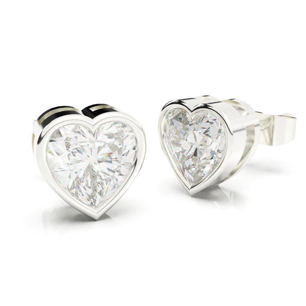 lustrous heart studs - siltree