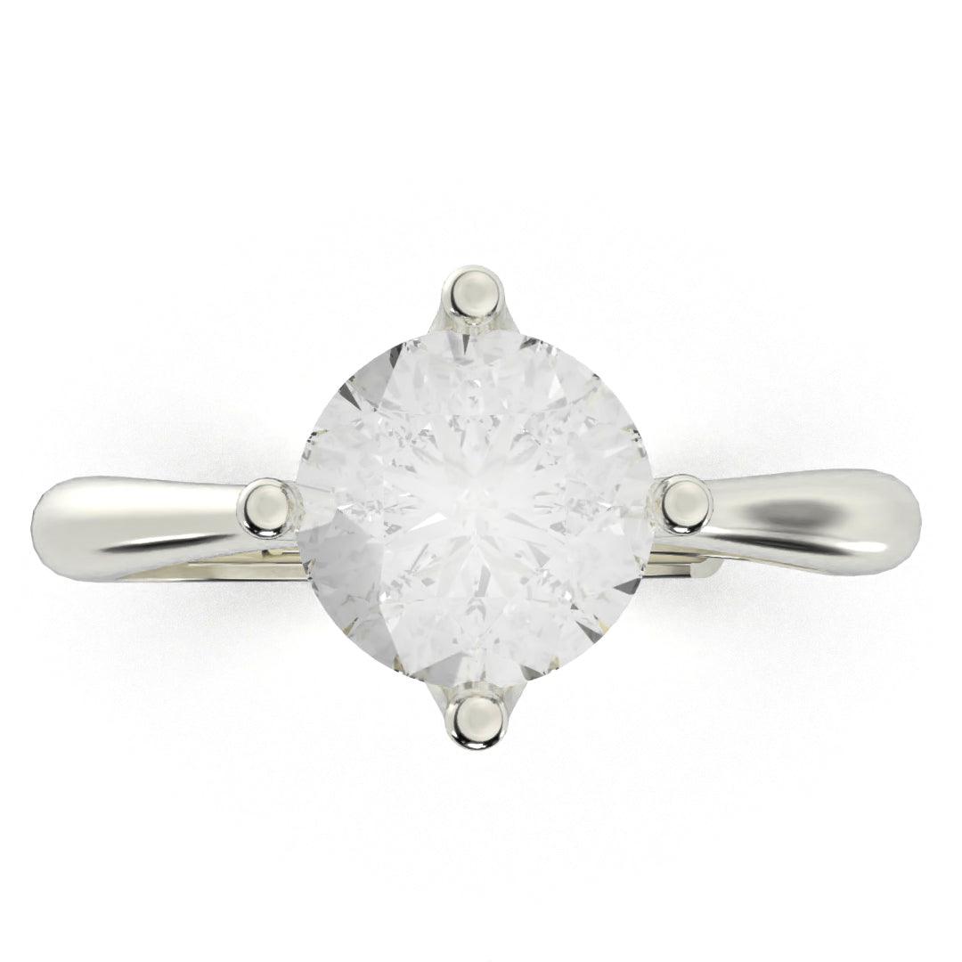 Silver Zenith Solitaire Diamond Ring - SILTREE