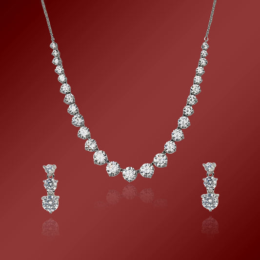 Dazzling Divinity Silver Diamond Set