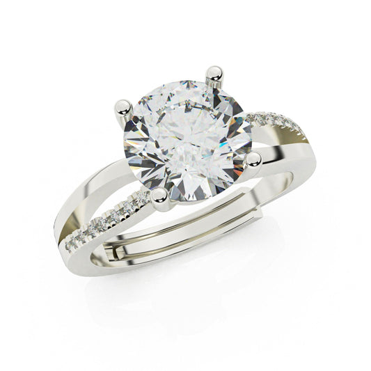 Silver Radiant Solitaire Diamond Ring - SILTREE
"solitaire diamond adjustable silver ring"