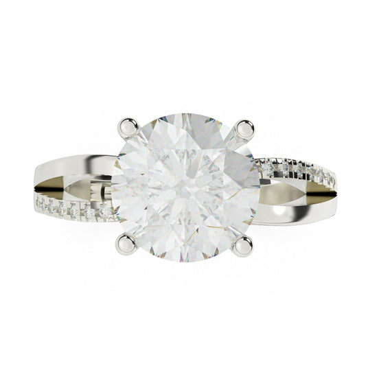 Silver Radiant Solitaire Diamond Ring - SILTREE
