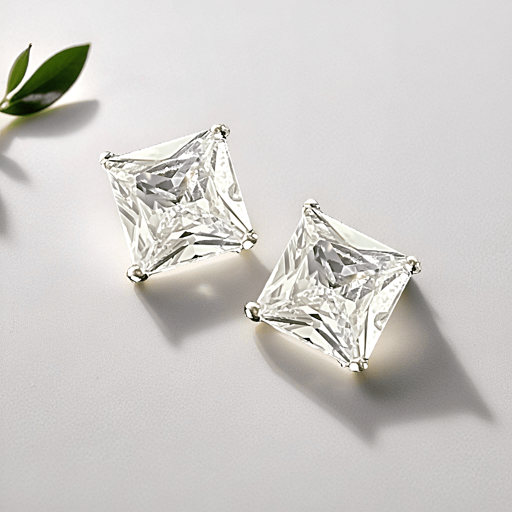 Luxe Square Solitaire Earrings
