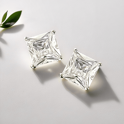 Luxe Square Solitaire Earrings
