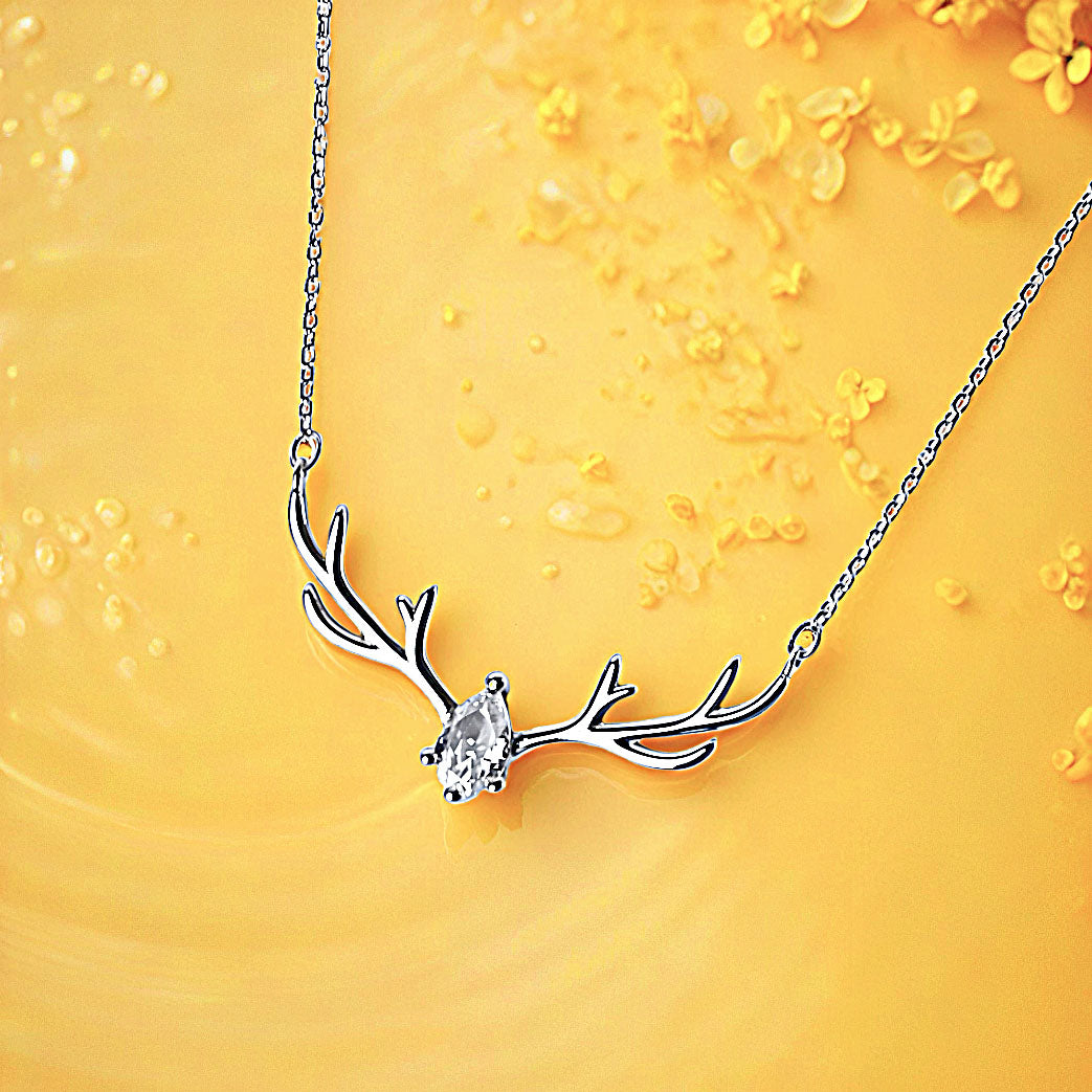 Sterling Dear In White Necklace