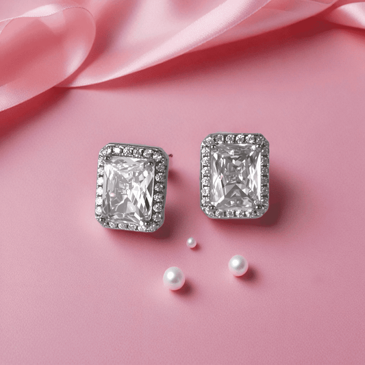 Solitaire Glamour Glow Rectangle Studs