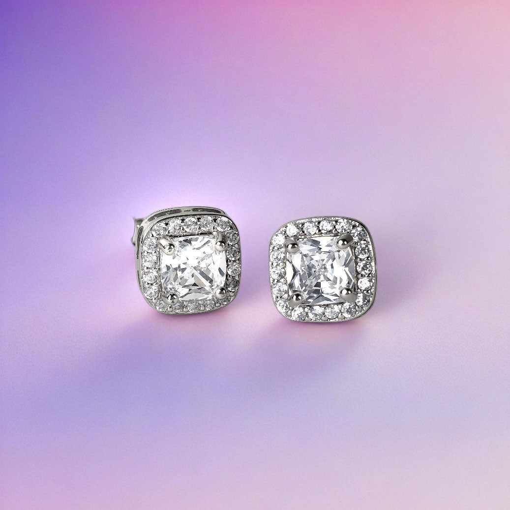 solitaire glamour glow square studs
