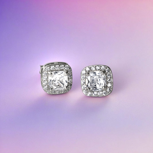 Solitaire Glamour Glow Square Studs
