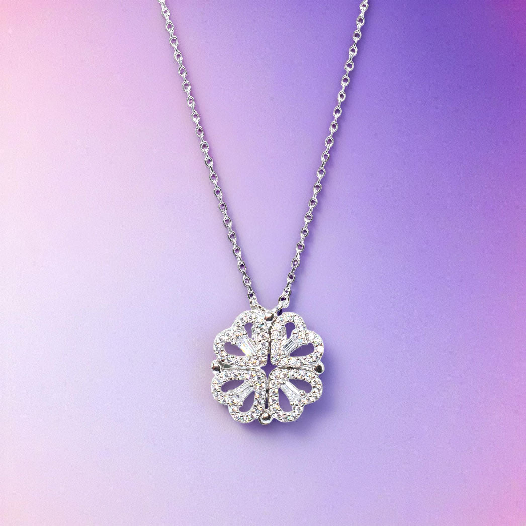 Silver Clover Heart Convertible Necklace