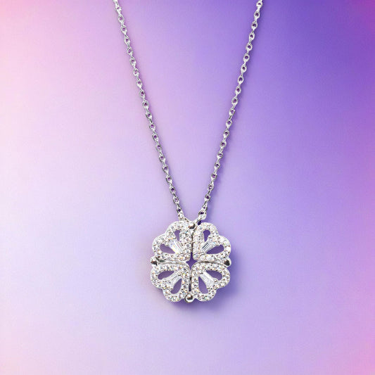 Silver Clover Heart Convertible Necklace