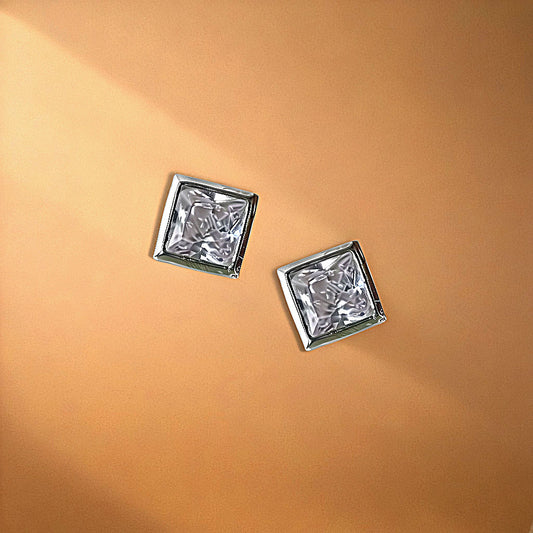 Lustrous Square Studs