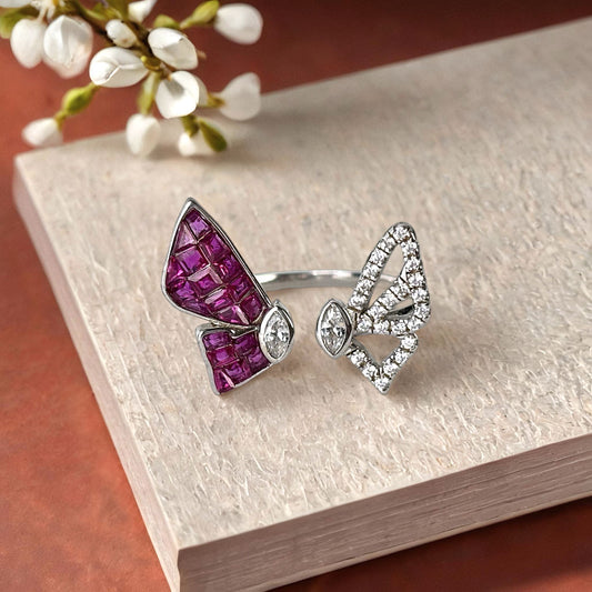 Silver Butterfly Wings Ring