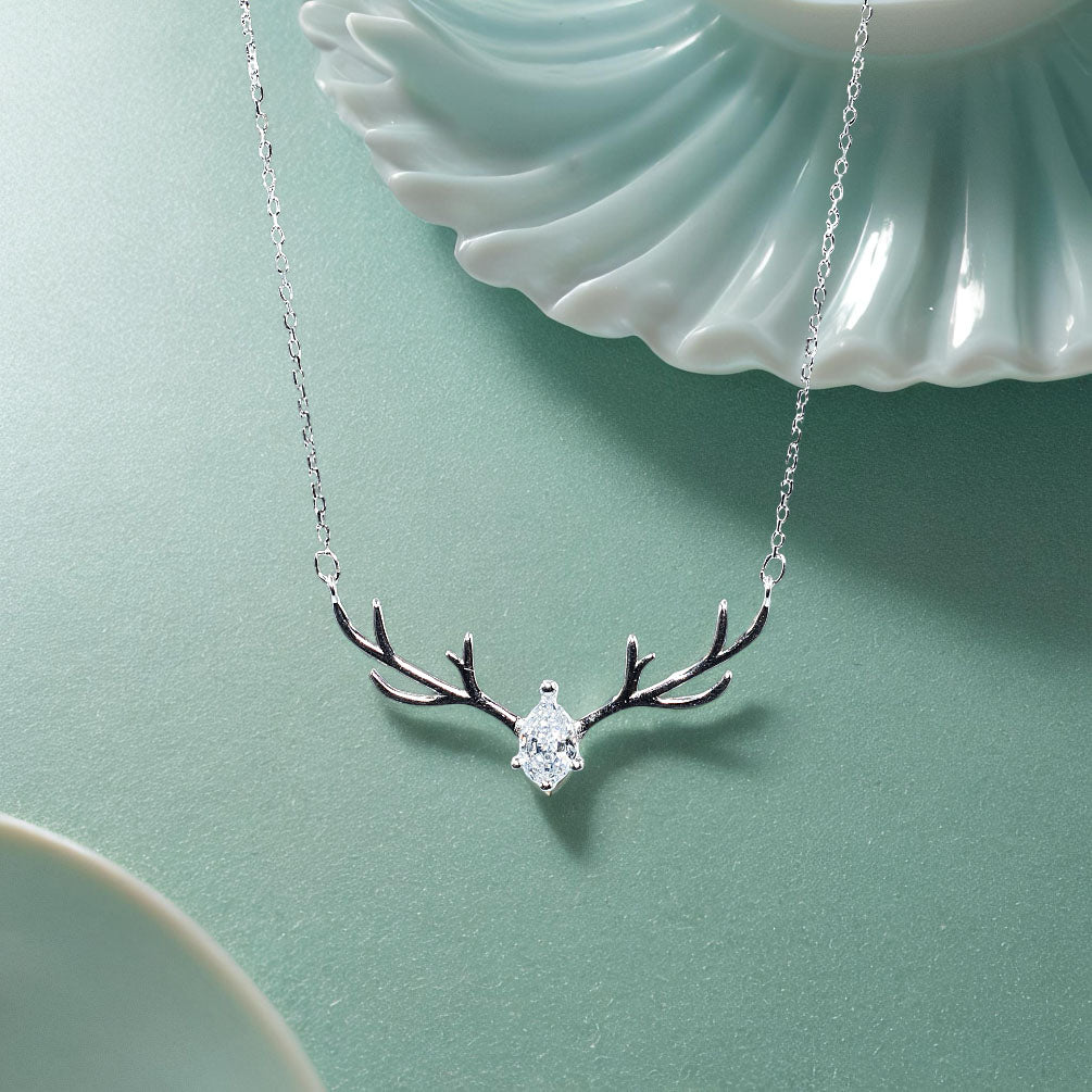 Sterling Dear In White Necklace