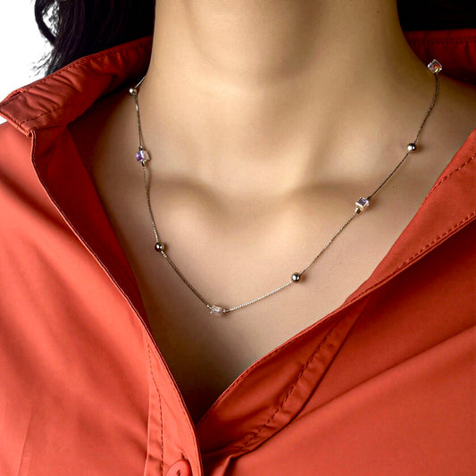Crystal Diamond Silver Chain