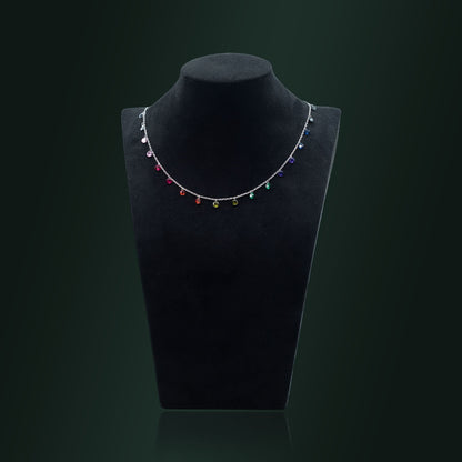 Silver Rainbow Gemstone Necklace