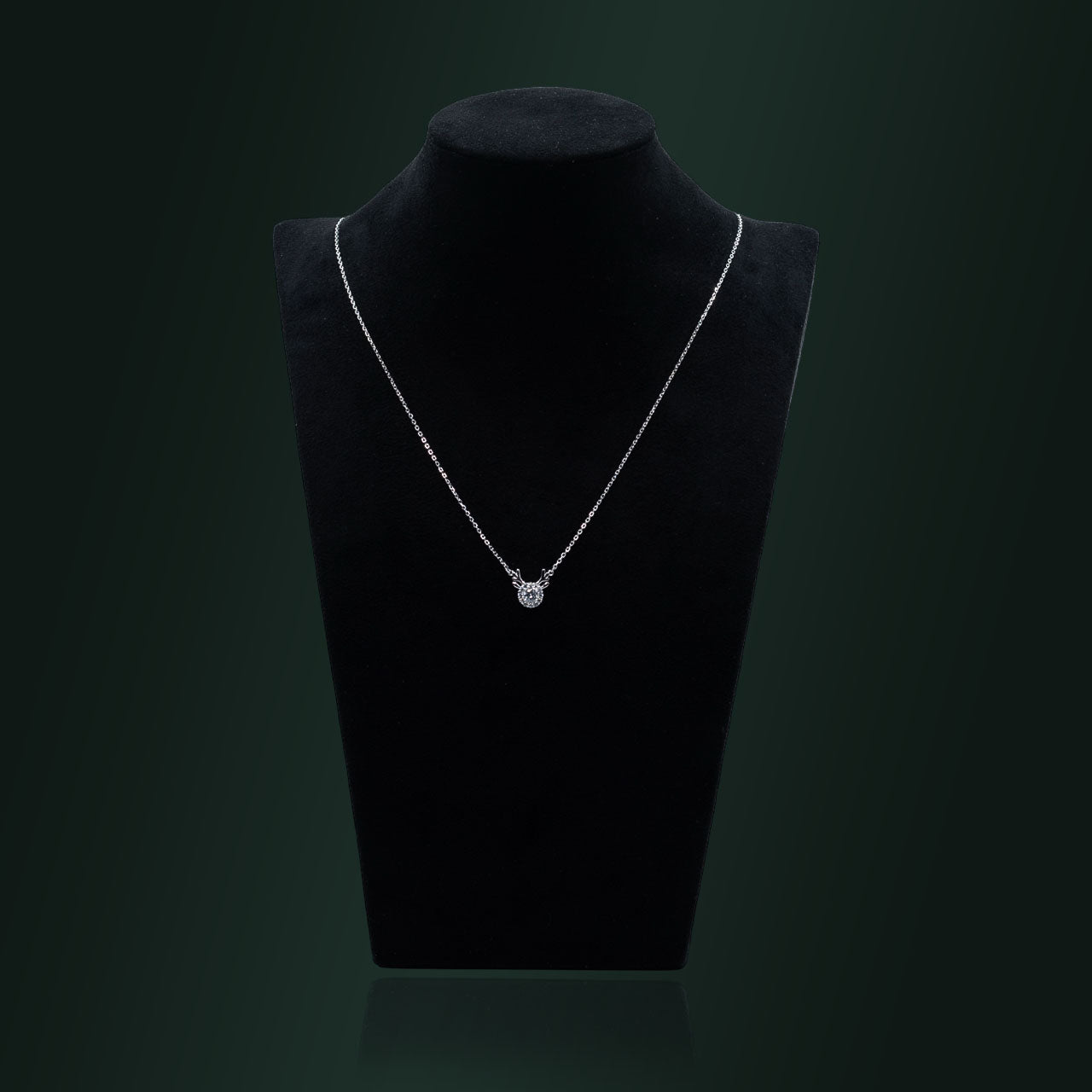 Silver Deer Solitaire Diamond Necklace