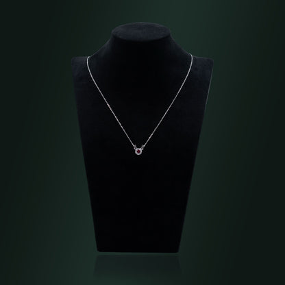 Silver Deer Red Solitaire Diamond Necklace