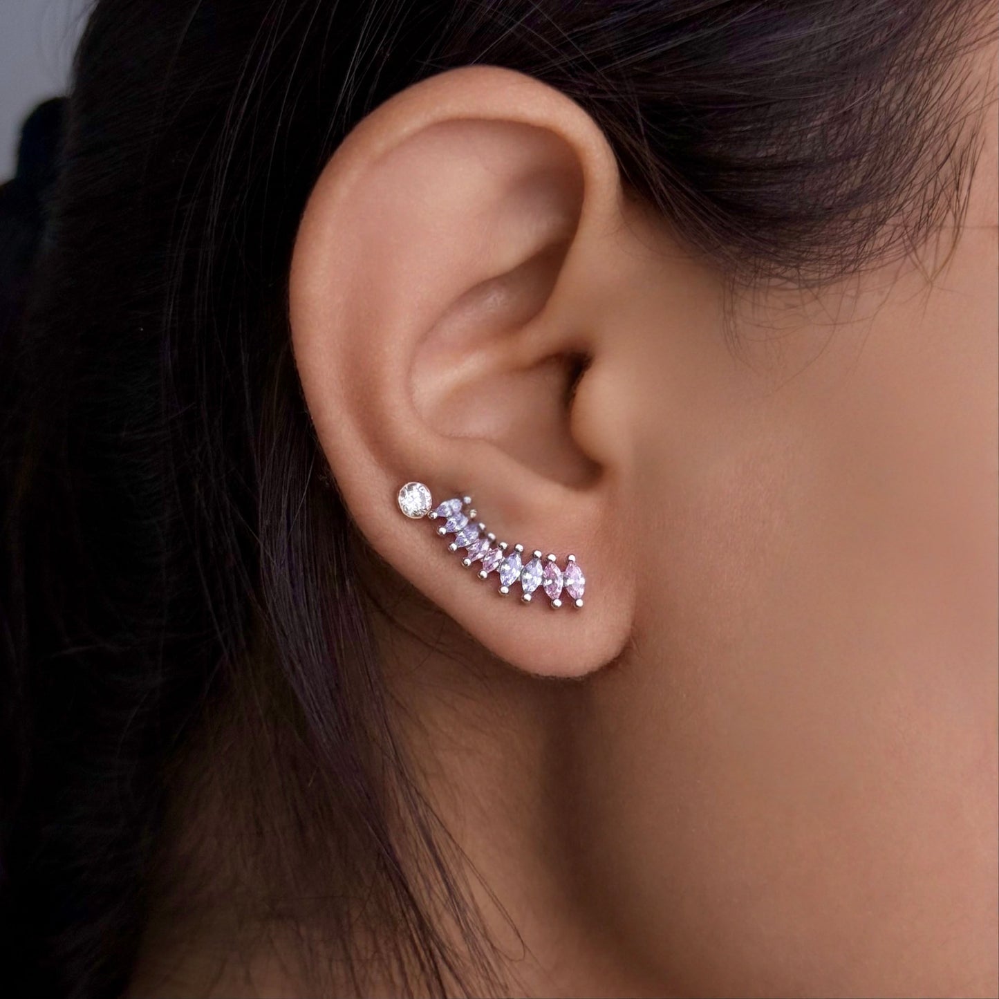 opal glow curve earrings