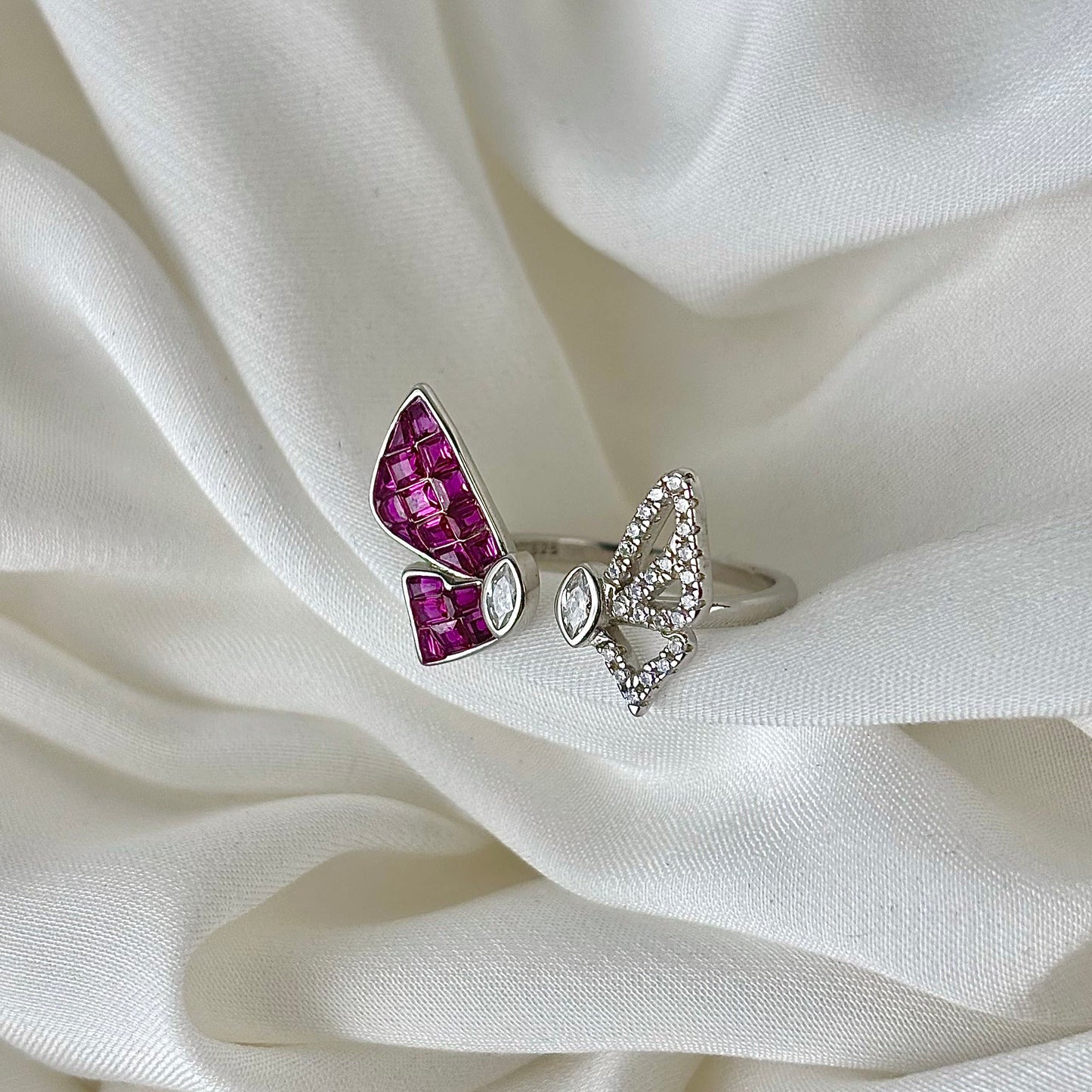 Silver Butterfly Wings Ring