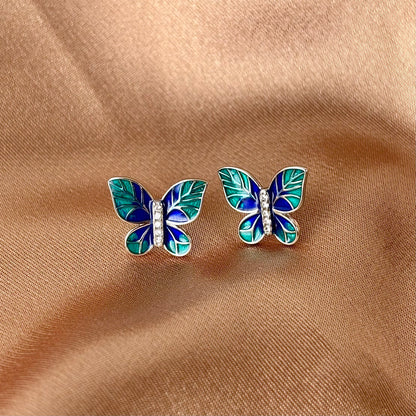 Sapphire Glow Butterfly Earrings