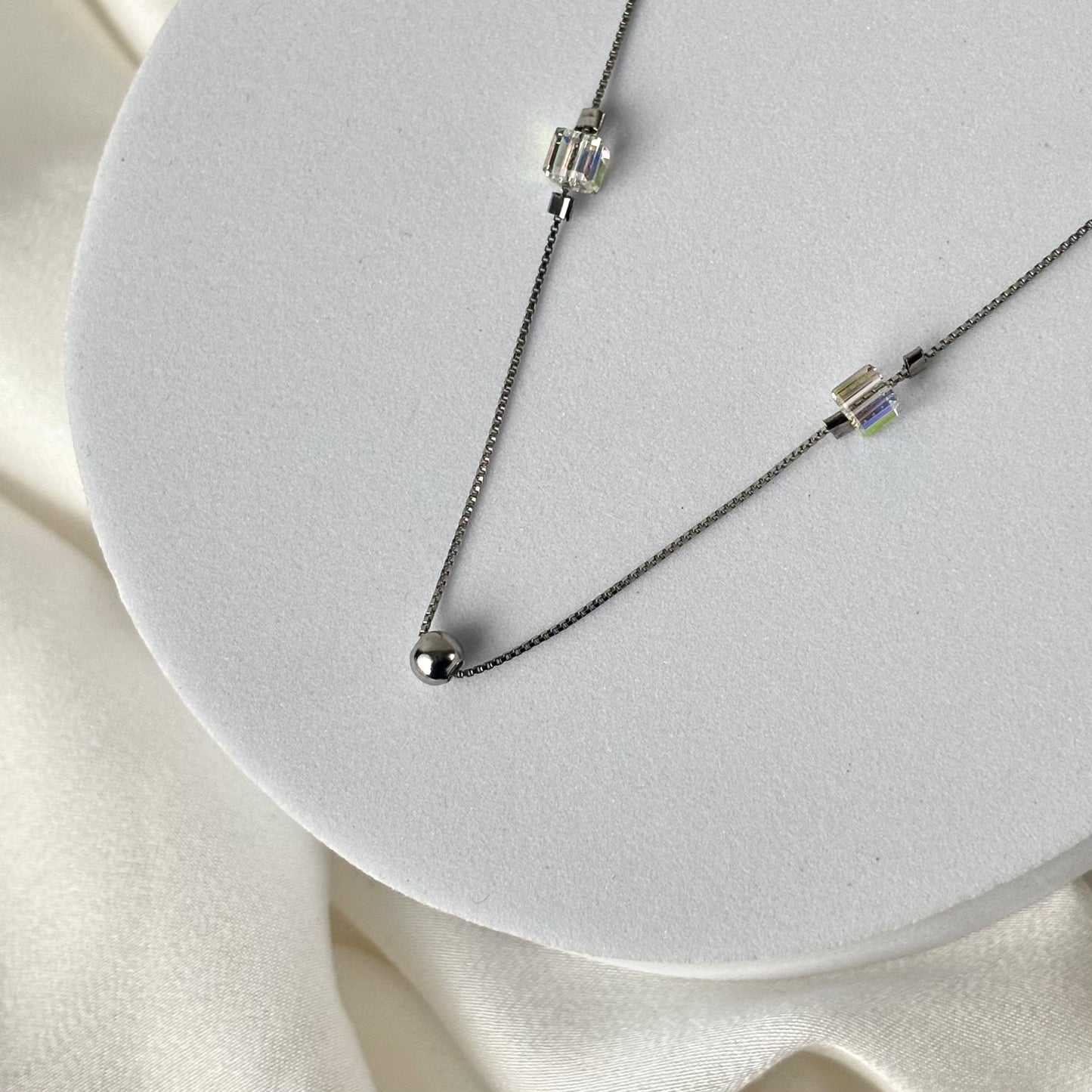 Crystal Diamond Silver Chain