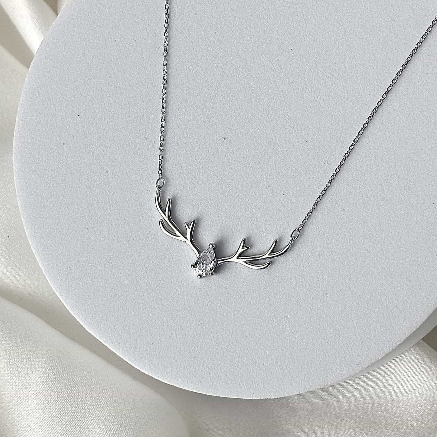 Sterling Dear In White Necklace