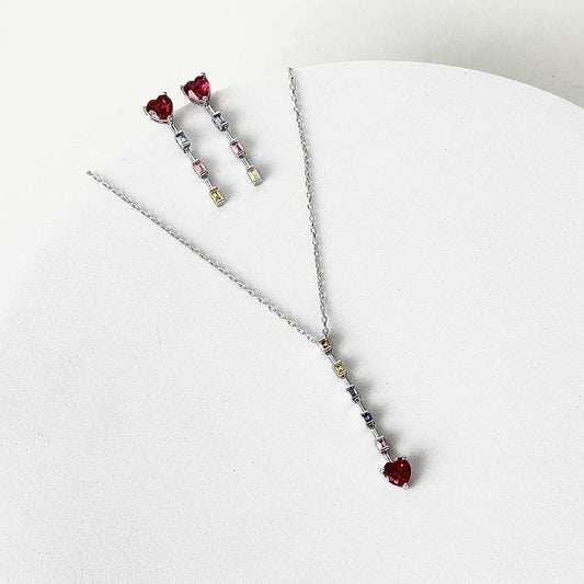 Shimmering Heart Red Diamond Set