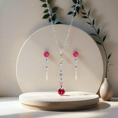 Shimmering Heart Red Diamond Set