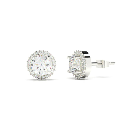 Solitaire Glamour Glow Round Studs - SILTREE
"round solitaire diamond silver stud earring"