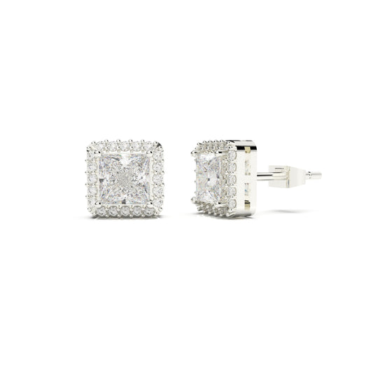 Solitaire Glamour Glow Square Studs - SILTREE
 solitaire diamond square shape stud earring