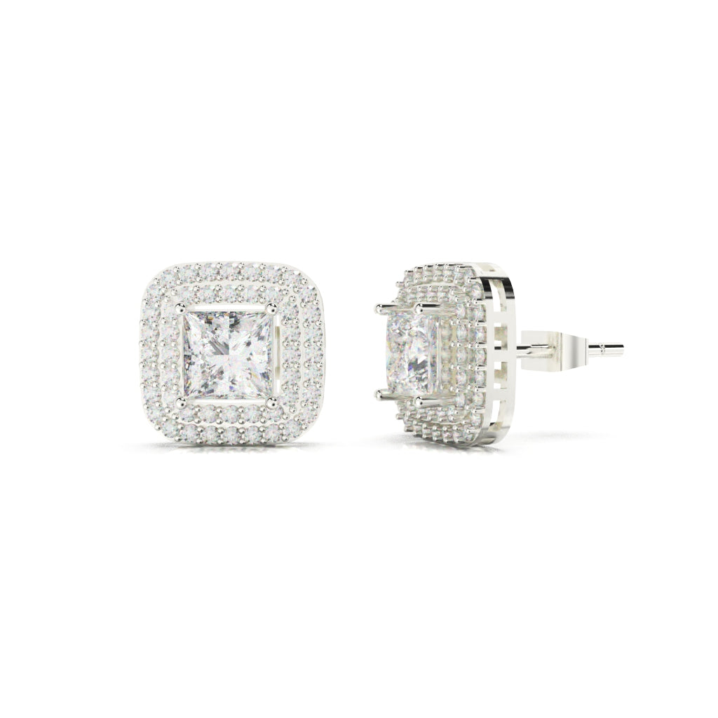 solitaire diamond square stud earring