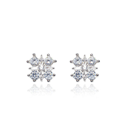 square silver earring diamond studded