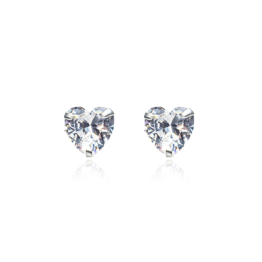 heart shape diamond silver stud