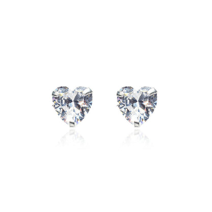 heart shape diamond silver stud