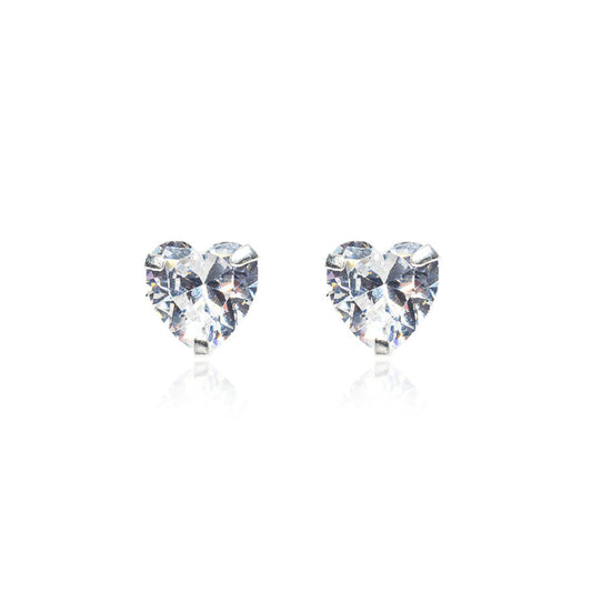 heart shape diamond silver stud