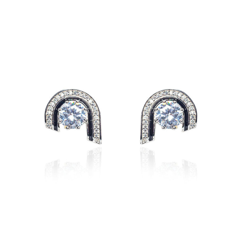 black ark shape diamond earring